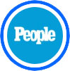 'People magazine blue and white circular logo.'